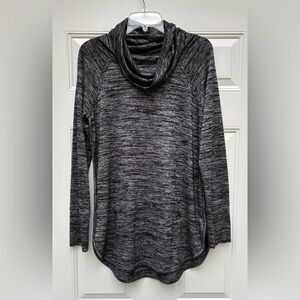 Tahari Womens Tunic L Gray Space Dye Cowl Neck Long Slv Stretch Lounge Top